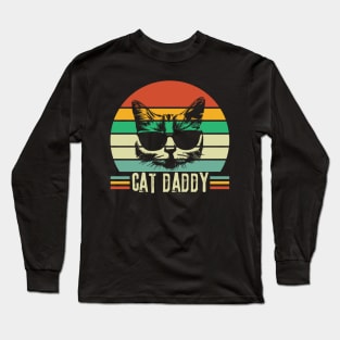 Retro Cat Daddy Gift For Cat Owner Dad Long Sleeve T-Shirt